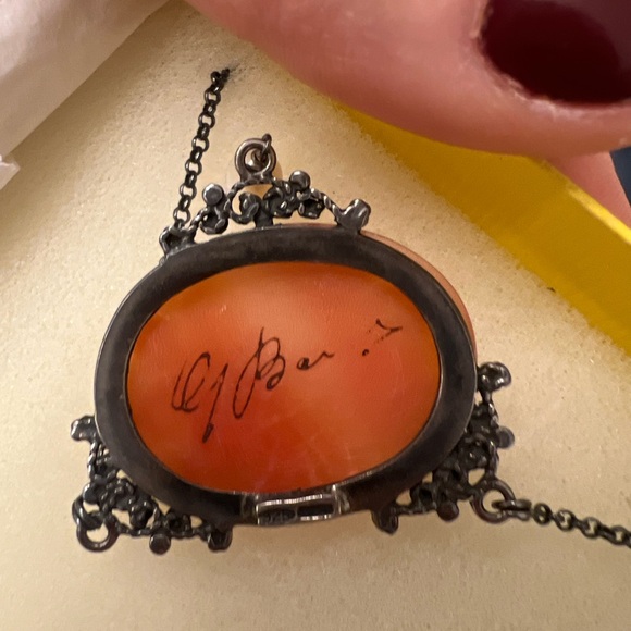 Sterling Silver Floral Cameo Pendant Necklace - Picture 6 of 10